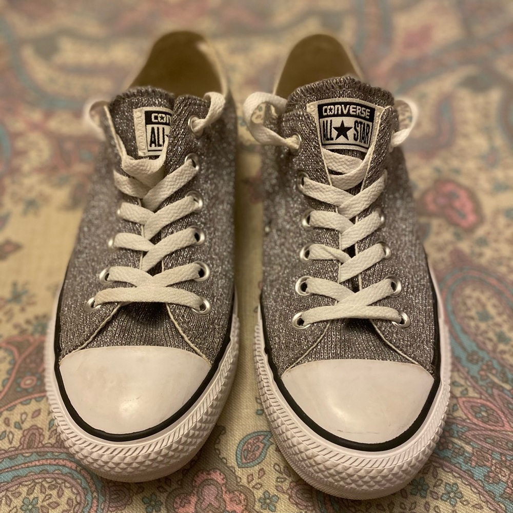 Converse All Star Silver Glitter Shoes